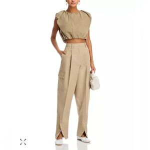 3.1 Phillip Lim Relaxed Tapered Cargo Pants, Size 4, Color Khaki